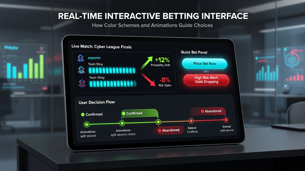 Real-time betting interface showing color-coded betting options and animated odds updates
