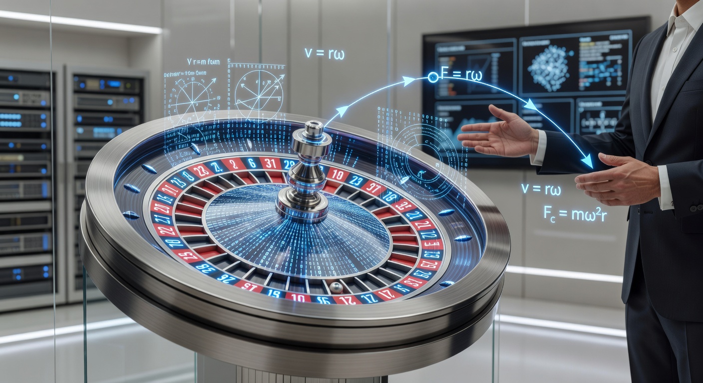 A high-definition digital roulette wheel spins realistically under studio lights, mimicking a physical casino environment for live dealer games