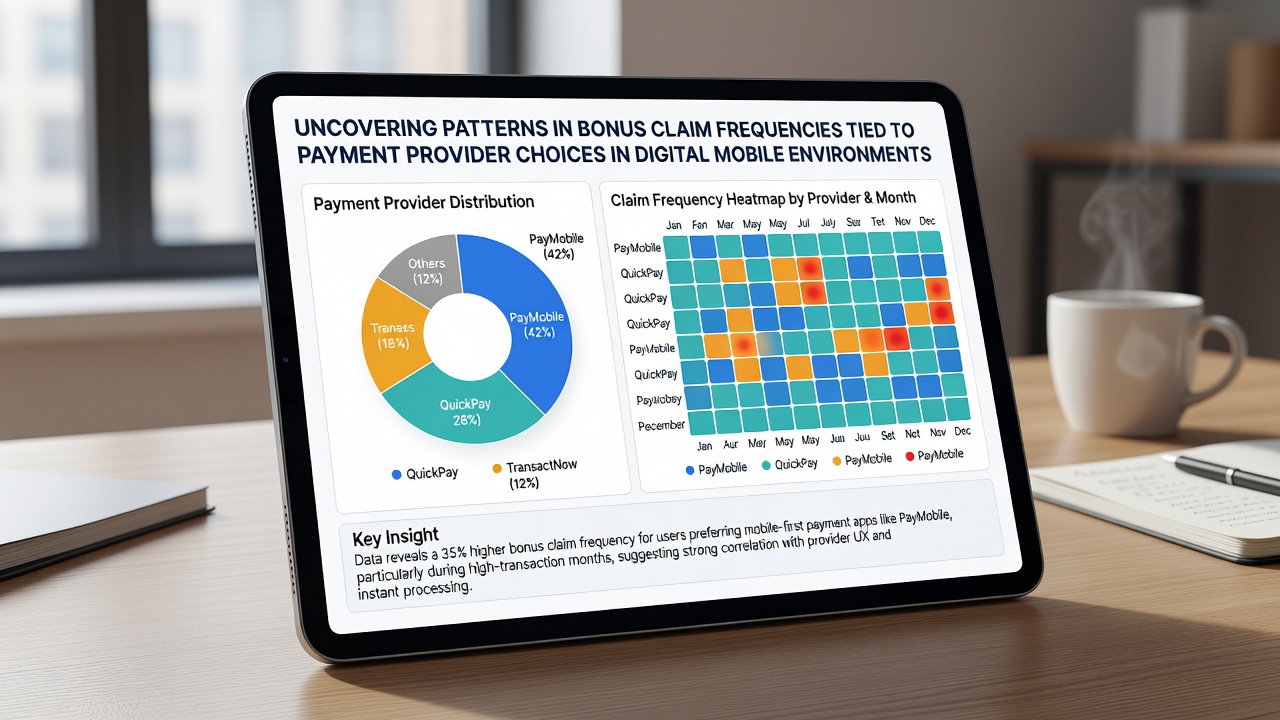 Analytics dashboard displaying bonus claim frequency charts linked to various mobile payment providers